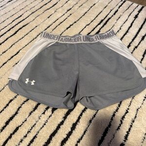 Grey and white under armour shorts